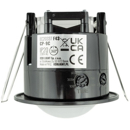 PIR-Bewegungs- und Dämmerungssensor Einbau 360° 6 m Innenbereich Schwarz