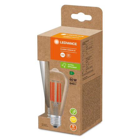 LED Lampe E27 ST64 4W = 60W 840lm 3000K Warm 320° Glühfaden LEDVANCE Ultra Efficient