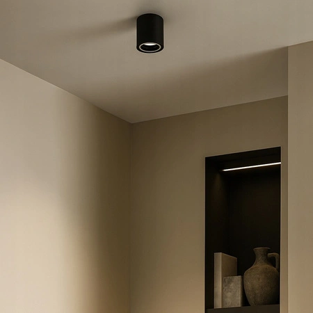 Aufputz Halogen Tuba Reflektor Spot GU10 Rund Schwarz Masterled