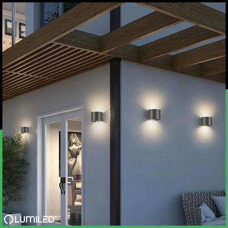 Garten Wandleuchte LED G9 Verstellbar Rund Oben Unten Graphit PYXIS LUMILED