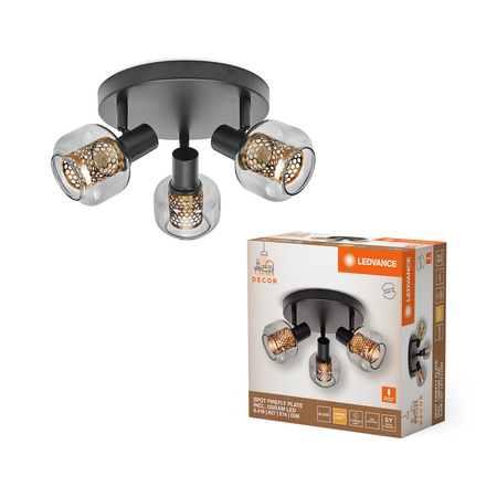 Dimmbare LED-Deckenleuchte 3-Punkt Dekorativ Rund E14 8.4W Dimmbar Schwarz LEDVANCE