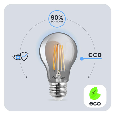 Lampen E27, Glühbirne A60 6W = 50W 660lm 2200K warm 360° Smokey Glühfaden LUMILED
