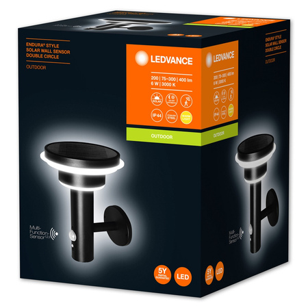 Solar-Gartenwandleuchte LED-Fassadenleuchte 6W Schwarz ENDURA STYLE LEDVANCE