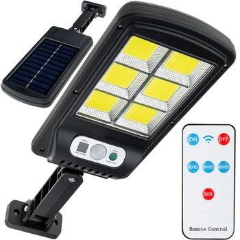 LED COB Solar Straßenlampe 30W 6000K Kalt IP65 Schwarz Bewegungsmelder + PILOT