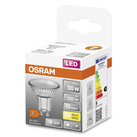 GU10 LED Leuchtmittel 4,3W = 50W 350lm 2700K Warm 36° OSRAM STAR