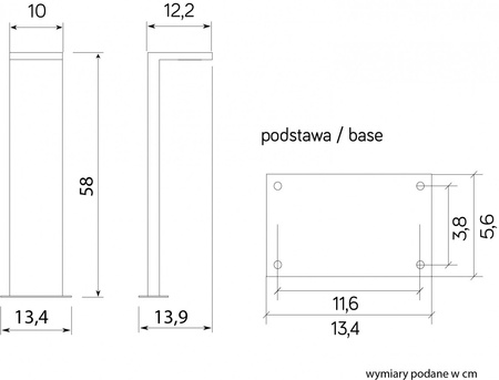 Außenstehende Gartenleuchte LED POST Karo KR-580 10W 720lm 4000K Neutral 58cm Su-Ma
