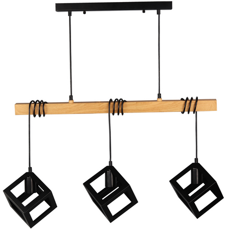 SWEDEN Deckenpendelleuchte 3xE27 Überhang Holz Schwarz GOLDLUX (Polux)