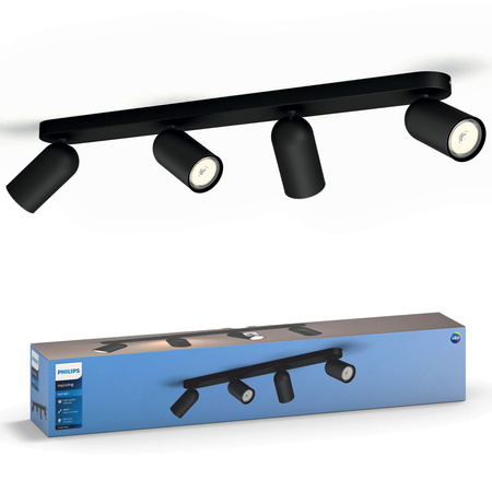 LED PONGEE Deckenleuchte 4x GU10 Reflektor bewegliche Leuchte Schwarz PHILIPS