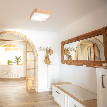 Plafond LED-Deckenleuchte GASPAR 2xE27 Quadratisch Holz LD-PD-11.1 Lamkur