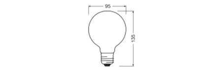 LED-Glühbirne G95 E27 5.9W = 60W 806lm 2700K Warm 300° Leistungsklasse Ledvance