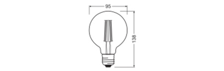 Dekorative LED-Lampe G95 Sphere E27 6.5W = 55W 725lm 2400K Warm 300° Dimmbar Vintage 1906 Osram