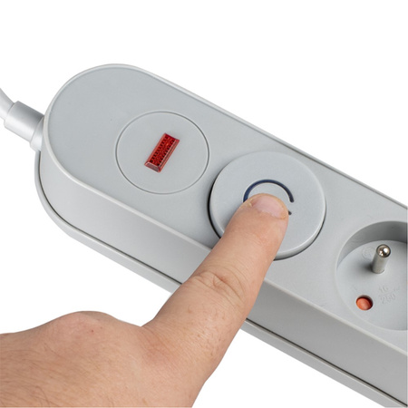 Verlängerungskabel mit Überspannungsschutz 1.5M 5GN Netzwerk Grau Steckdosenleiste + Schalter