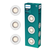 3x LED GU10 Unterputzmontage Aluminium Rund Weiß Peridot Philips