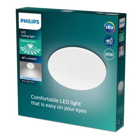 LED Plafond Aufputz MOIRE 36W 4000K 49cm Weiß Rund PHILIPS
