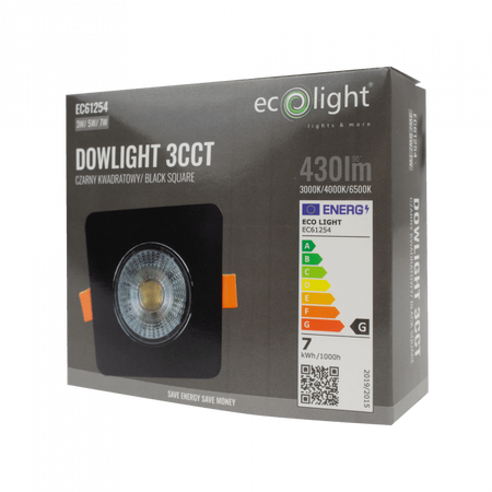 LED-Einbauleuchte 3W / 5W / 7W CCT Schwarz Quadratisch DOWNLIGHT Ecolight
