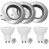 Set aus 3x beweglichen Halogenlampen GOLDLUX (Polux), rund, Nickel + GU10 3,5W LED Lampen