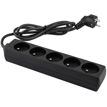 Strom-Verlängerungsstecker – 5 x Steckdose mit Erdungs-Steckdosenleiste 1,5 m 3 x 1mm 13 A Schwarz