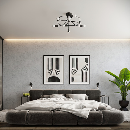 LEVAR Kronleuchter Deckenleuchte 4xE27 Schwarz Industrial SOLLUX