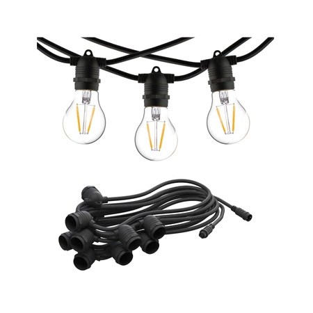 Lichterkette für den Außenbereich Gartengirlande FESTOON LIGHTS 7873 10 xE27 IP65 6 m Schwarz