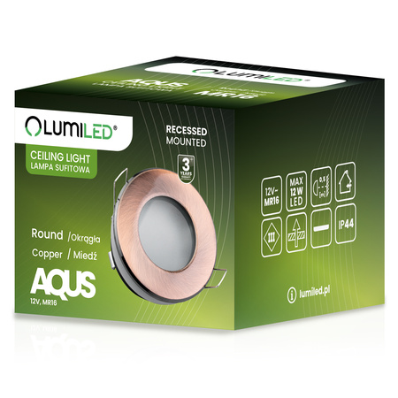 Einbaustrahler GU10, Einbauspot HALOGEN hermetisch für Badezimmer IP44 Kupfer AQUA LUMILED