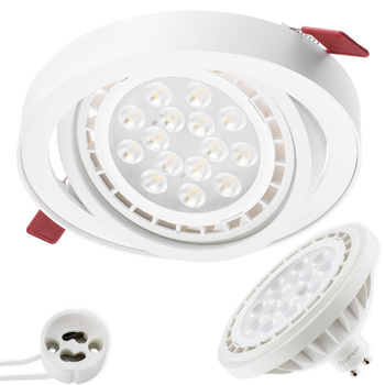 Set aus beweglicher Einbauleuchte GU10 ES111 rund weiß Carpi LUMILED + LED Lampen GU10 ES111 15W 4000K