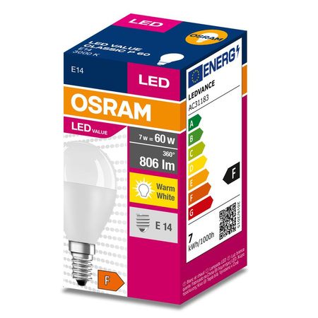 LED Leuchtmittel E14 7W = 60W 806lm 3000K Warm 200° OSRAM VALUE