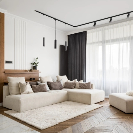 Stromschienen-Kit 1-Phasen-Schiene + 3x GU10 Reflektor Schwarz PARIS Sanico Goldlux