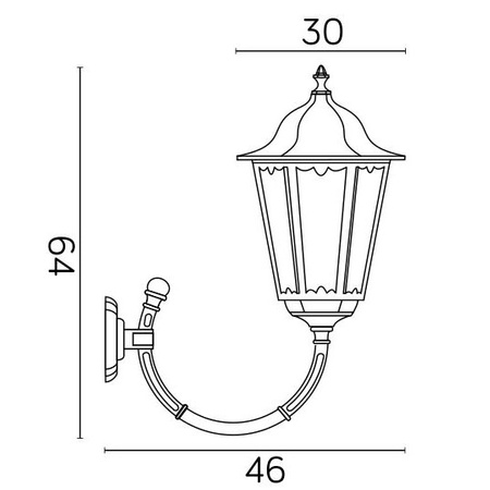 Außengarten-Fassadenlampe LED Retro Maxi K 3012/1/BD g E27 Su-Ma
