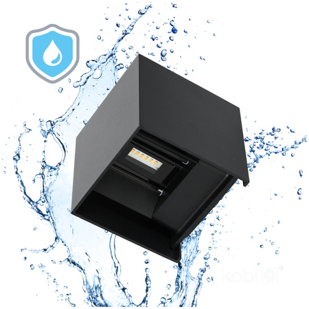 Wandleuchte LED 6W 420lm 3000K Neutral 2x LED IP54 Schwarz Querk Kobi