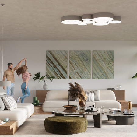 LED-Deckenleuchte ARENA E27 Kreisförmig 25cm Grau SOLLUX