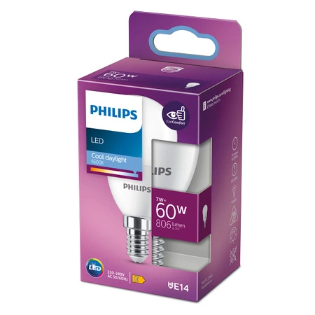 LED-Kugelbirne E14 P48 7W = 60W 806lm 6500K kalt PHILIPS