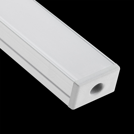 Eloxiertes Aluminiumprofil für LED KM35 Silber Aufbau 2m + undurchsichtige Abdeckung + Endkappen