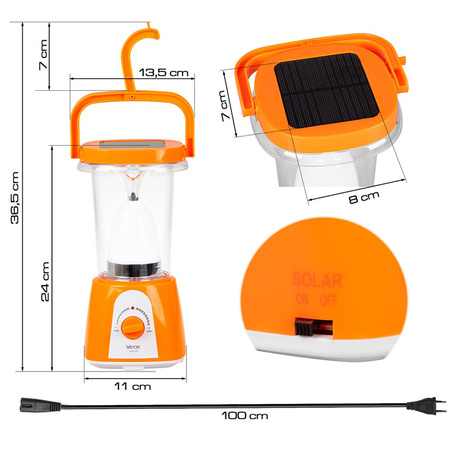 Wiederaufladbare Camping-Taschenlampe 710lm 6000K Solar USB Powerbank VA0125 VAYOX
