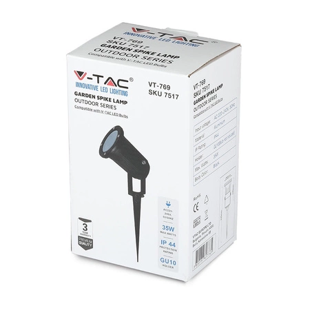 Gartenlampenreflektor GU10 IP44 verstellbar schwarz VT-769 V-TAC