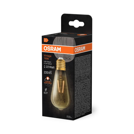 Dekorative LED-Lampe ST64 Edison E27 2.5W = 22W 220lm 2400K Warm 300° Vintage 1906 Osram