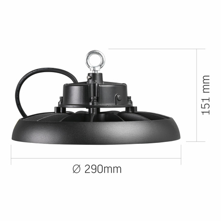 High Bay 150W 25000lm 5000K Neutral 90° Schwarz Pendel LED Industrie Lampe IP65 Videx