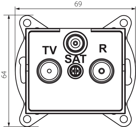 TV-SAT-Antennenbuchse quadratisch weiß LOGI Kanlux