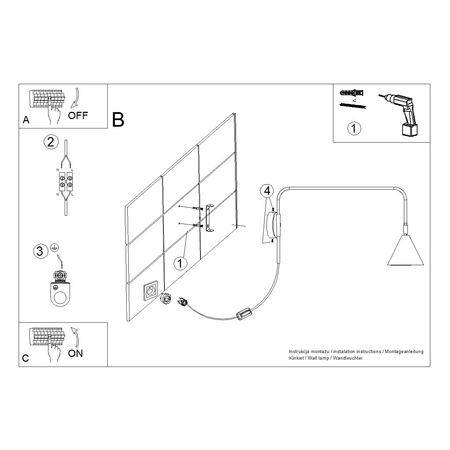 Wandleuchte Wandleuchte E14 Gold Schwarz NOX Crimson SL.1698 Sollux