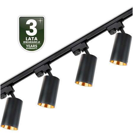 2m Stromschiene + 4x Schienenstrahler GU10 Schwarz-Gold SAGI LUMILED