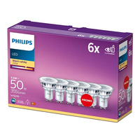 Set mit 6x LED-Halogenlampen GU10 PAR16 4,6W = 50W 355lm 2700K Warm 36° PHILIPS