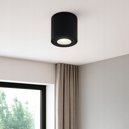 Aufbaustrahler Tuba GU10 Rund Schwarz 84mm IP54 Modern