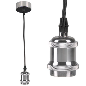 Hängelampe Aufhängung mit Lampenfassung IL MIO NOLA E27 Chrom 100 cm schwarzes Kabel