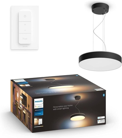 ENRAVE LED Decke Pendelleuchte Schwarz 33.5W CCT PHILIPS HUE Bluetooth + Dimmschalter
