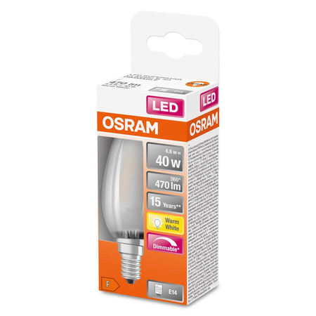 LED Leuchtmittel E14 B35 4,8W = 40W 470lm 2700K Warm 300° OSRAM SUPERSTAR Filament Dimmbar