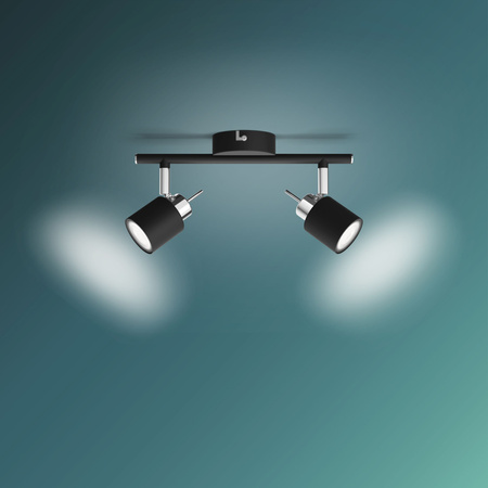 MERANTI Deckenleuchte 2x GU10 Wandmontage Reflektor Beweglich Schwarz PHILIPS