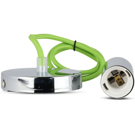 Pendelleuchte E27 Chromschirm mit grünem Kabel VT-7338 V-TAC