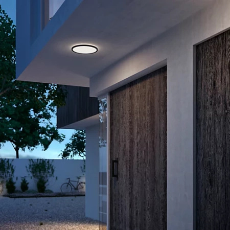 Garten LED Deckenleuchten für den Außenbereich SUPERSLIM CL550 15W 4000K IP44 Runde Deckenleuchte Schwarz und Weiß PHILIPS