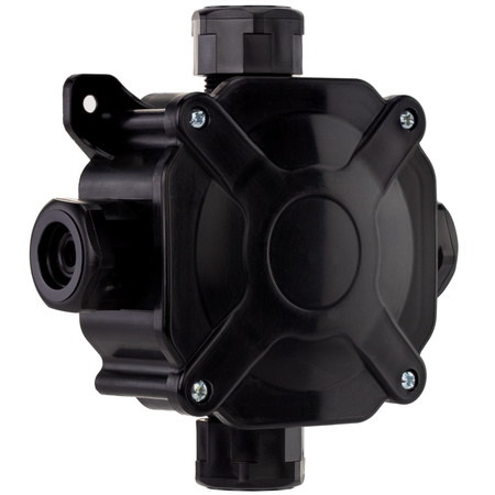 Aufputzmontierter hermetischer Installationskasten PG16 75 x 75 x 33 mm Splitter mit Drosseln Schwarz PAWBOL