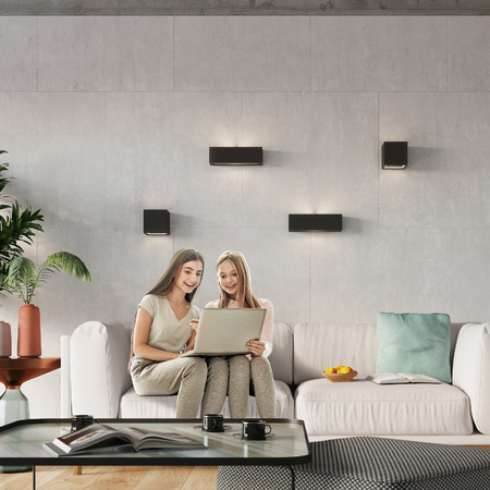 Wandleuchte VEGA E27 Up-Down Rechteckig Keramik Modern Schwarz SOLLUX