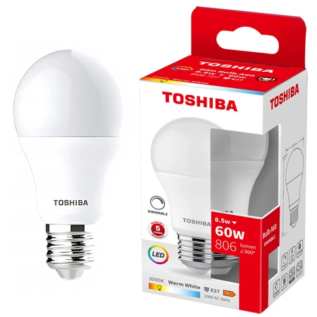 LED-Lampe E27 A60 8.5W = 60W 806lm 3000K Warm Dimmbar TOSHIBA